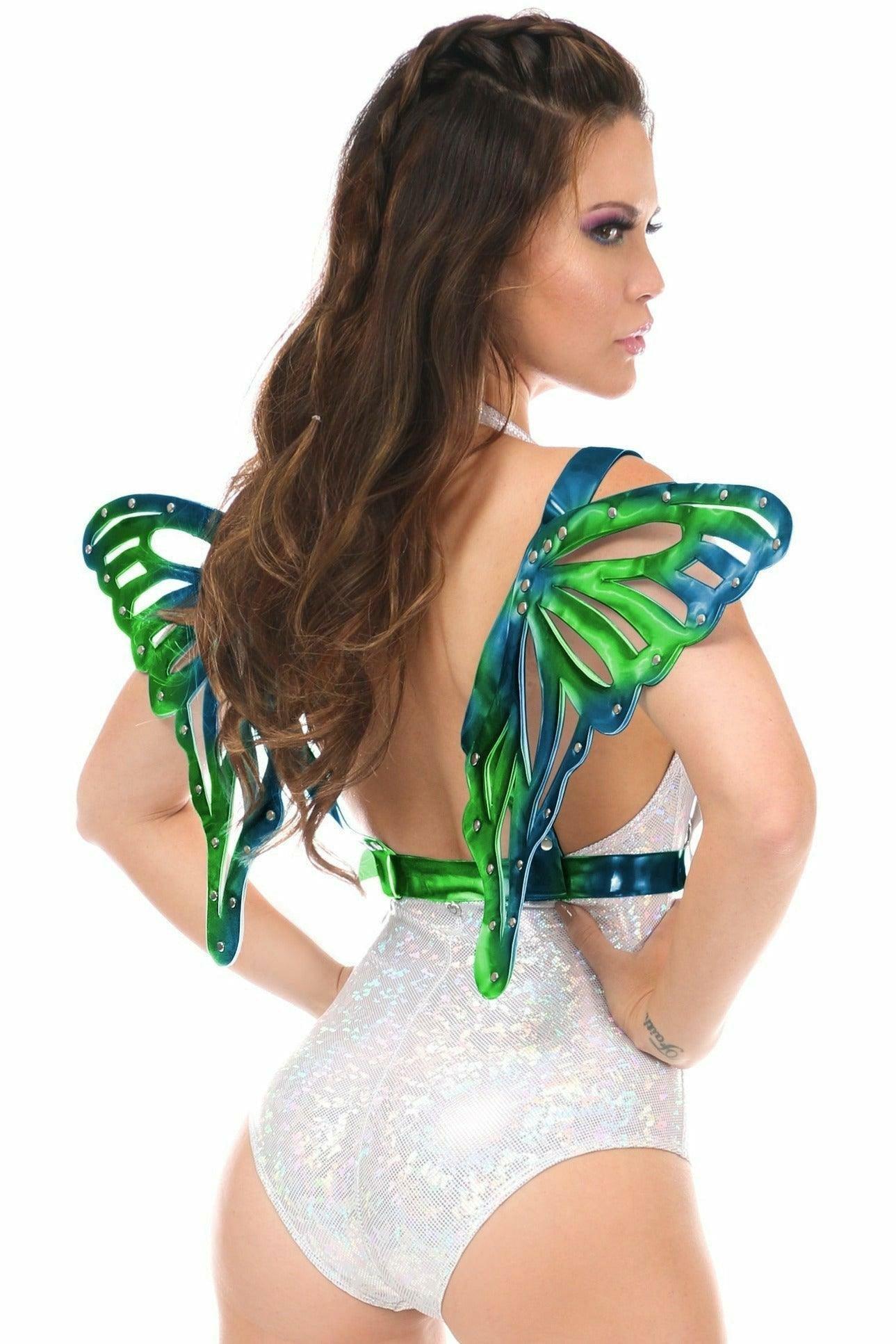 Blue/Teal Holo Large Butterfly Wing Body Harness - Flyclothing LLC