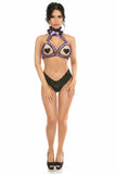 Kitten Collection Lavender/Black Lace Bra Top Body Harness - Flyclothing LLC