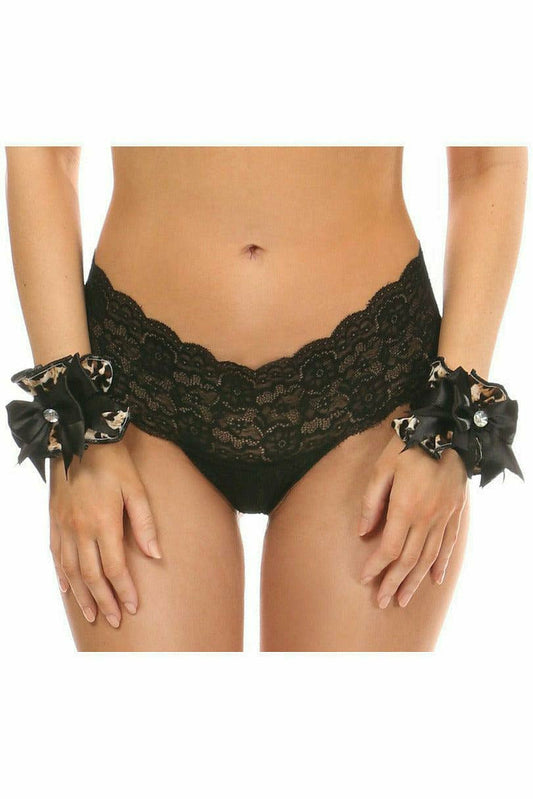 Daisy Corsets Kitten Collection Leopard Velvet Wristlets (Set of 2)