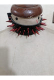 Daisy Corsets Black Faux Leather & Red Metallic Spike Choker