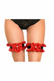 Daisy Corsets Kitten Collection Red Velvet & Faux Leather Leg Garters (set of 2)