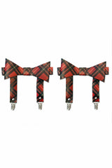 Daisy Corsets Red Plaid Faux Leather Garters (set of 2)