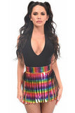 Daisy Corsets Rainbow Glitter PVC Fringe Skirt