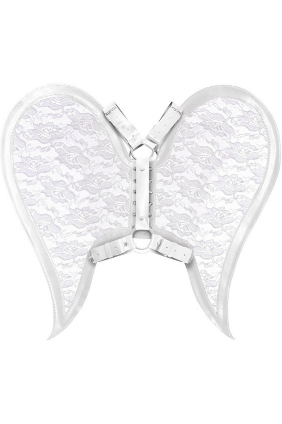 Daisy Corsets White/White Faux Leather & Lace Angel Wing Body Harness