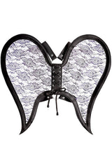 Daisy Corsets Black/Black Faux Leather & Lace Angel Wing Body Harness - Flyclothing LLC