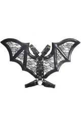 Daisy Corsets Black/Black Faux Leather & Lace Wing Harness - Flyclothing LLC