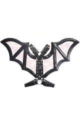 Daisy Corsets Black/Pink Faux Leather & Lace Wing Harness - Flyclothing LLC