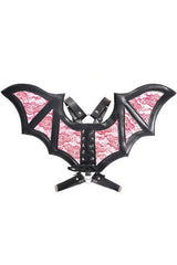 Daisy Corsets Black/Red Faux Leather & Lace Wing Harness - Flyclothing LLC