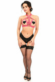 Hot Pink Stretchy Body Harness w/Gold Hardware - Flyclothing LLC