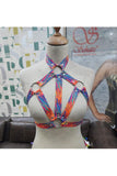 Daisy Corsets Tie Dye Print Stretchy Body Harness w/Silver Hardware