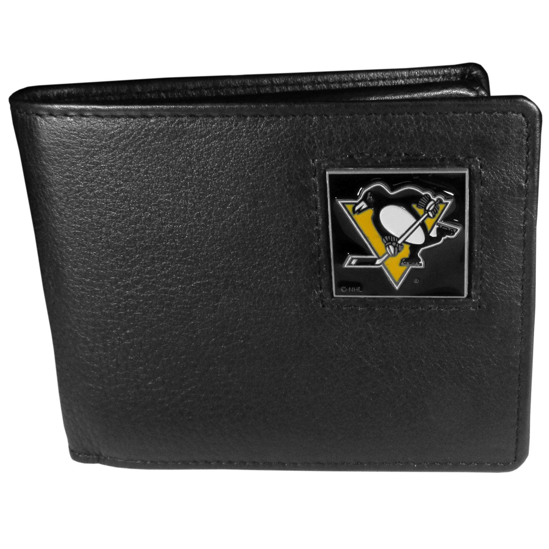 Pittsburgh Penguins® Leather Bi-fold Wallet Packaged in Gift Box - Flyclothing LLC