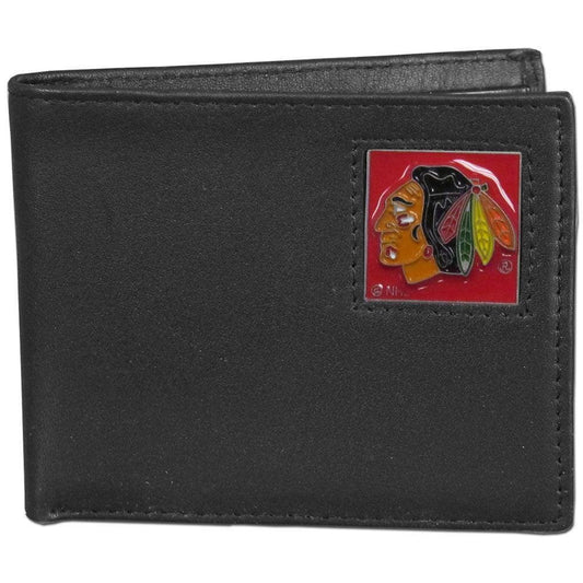 Chicago Blackhawks® Leather Bi-fold Wallet Packaged in Gift Box - Siskiyou Buckle