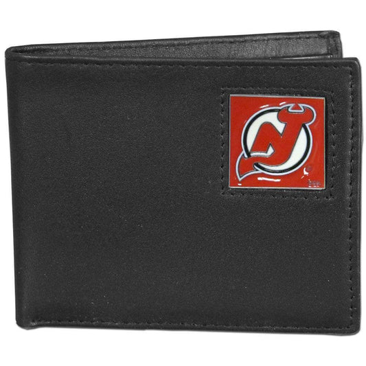 New Jersey Devils® Leather Bi-fold Wallet Packaged in Gift Box - Flyclothing LLC