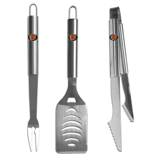 Calgary Flames® 3 pc Stainless Steel BBQ Set - Flyclothing LLC