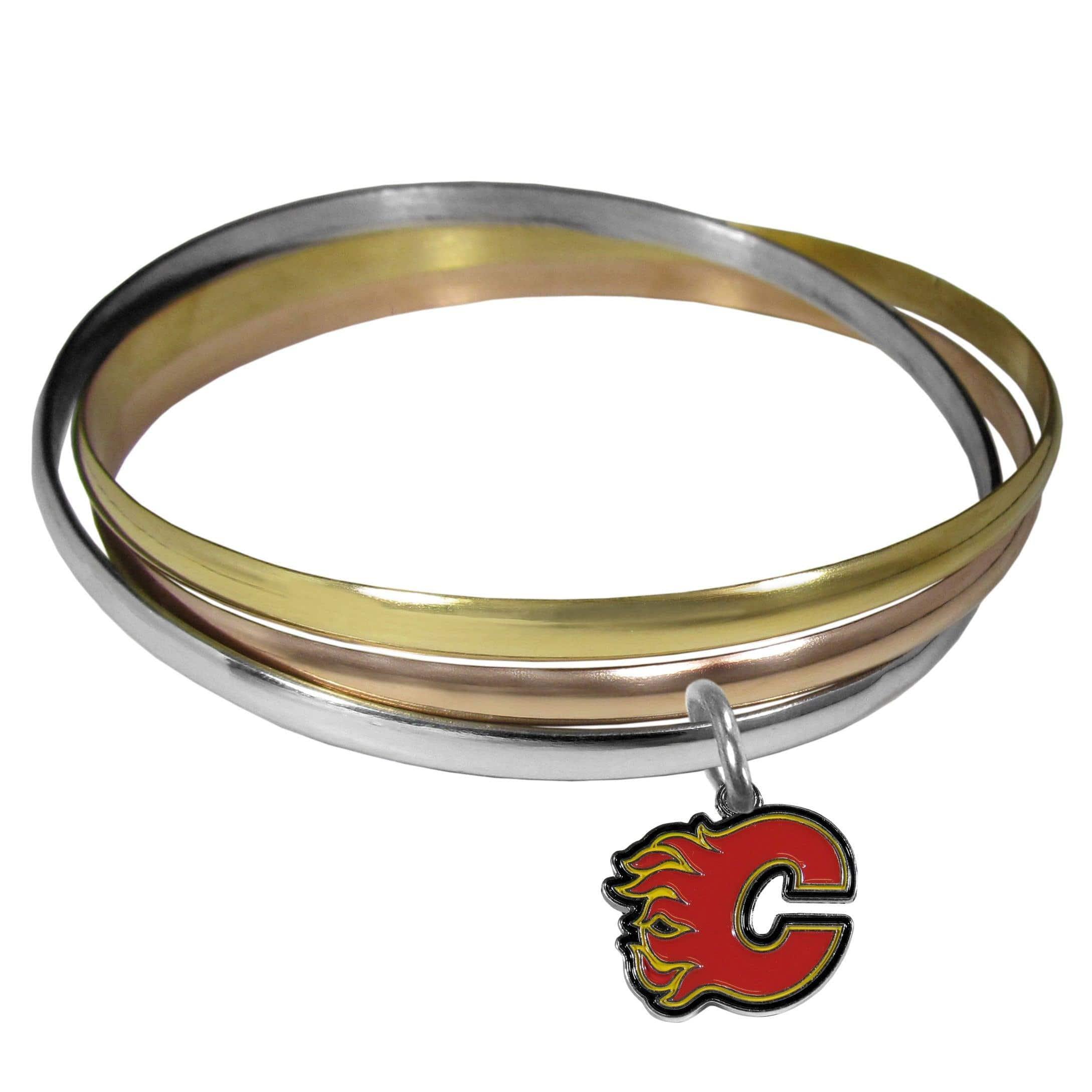 Calgary Flames® Tri-color Bangle Bracelet - Siskiyou Buckle