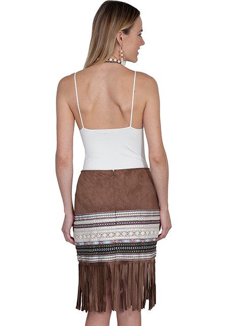 Scully TAN MICROFIBER FRINGE SKIRT W/TAPING - Flyclothing LLC