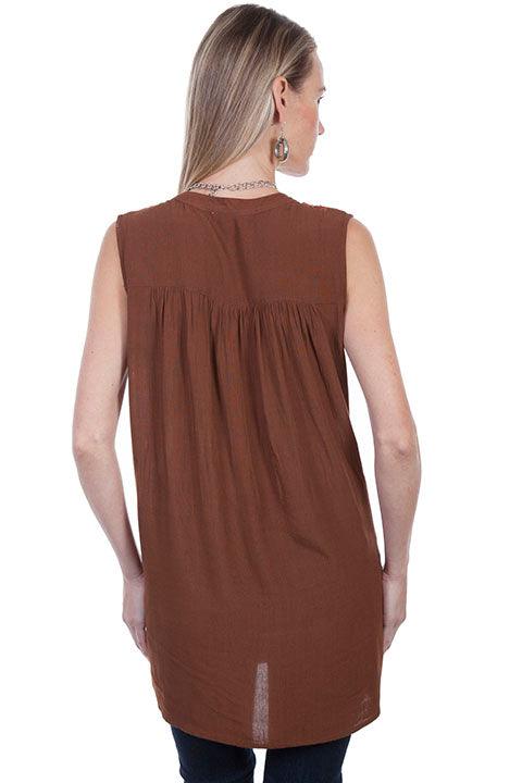 Scully CINNAMON S/L TIE FRONT TUNIC - Flyclothing LLC