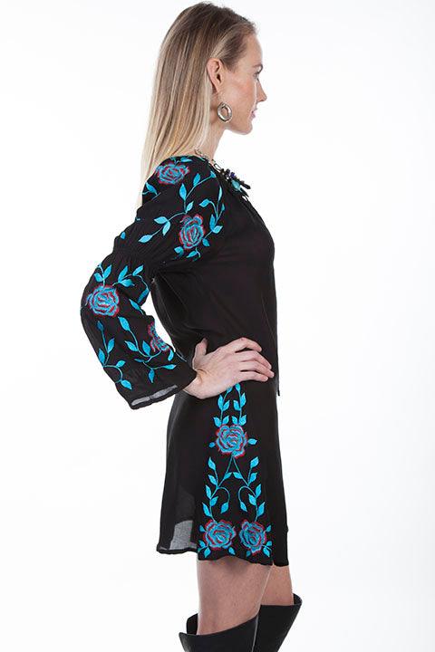 Scully BLACK L/S EMBROIDERED DRESS - Flyclothing LLC