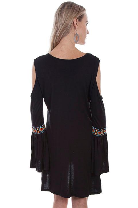 Scully BLACK COLD SHOULDER W/AZTEC EMB. - Flyclothing LLC