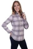 Scully PURPLE-CREAM LADIES CORDUROY PLAID BLOUSE - Flyclothing LLC