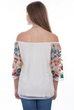 Scully IVORY FLORAL EMB. MESH BLOUSE LINED - Flyclothing LLC