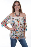 Scully IVORY FLORAL EMB. MESH BLOUSE LINED - Flyclothing LLC