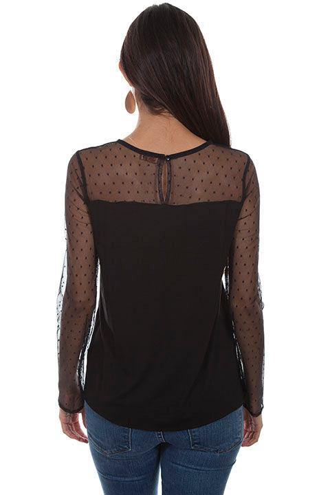 Scully BLACK SWISS DOT TOP W/SWEETHEART NECKLINE - Flyclothing LLC