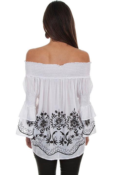 Scully WHITE OFF SHOULDER EMB. BLOUSE - Flyclothing LLC