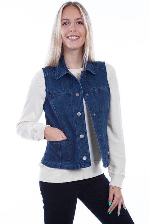 Scully DENIM  VEST W/PRINCESS SEAMS - Flyclothing LLC