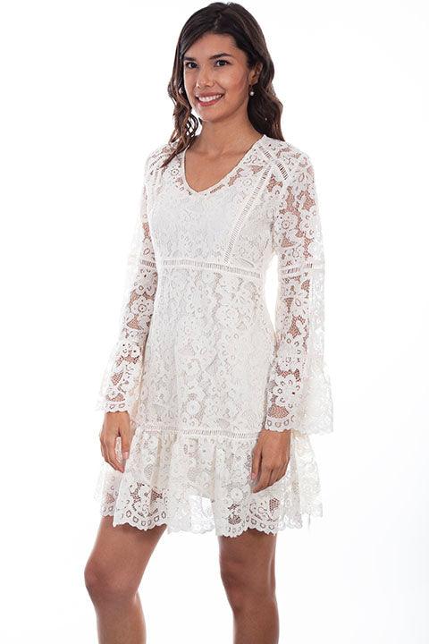 Scully IVORY LACE DRESS W/FLARE SLEEVES - Flyclothing LLC