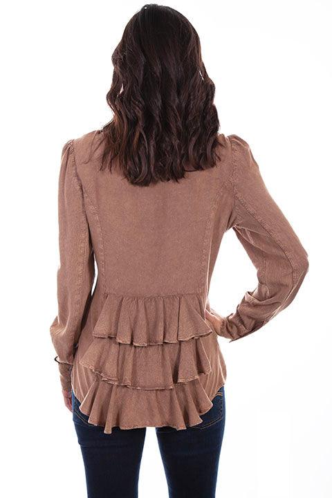 Scully SAND WESTERN YOKE BLOUSE W/BUSTLE BACK - Flyclothing LLC