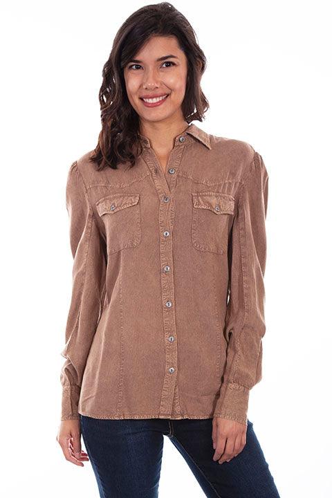 Scully SAND WESTERN YOKE BLOUSE W/BUSTLE BACK - Flyclothing LLC