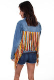 Scully DENIM JACKET W/COLORFUL FRINGE - Flyclothing LLC