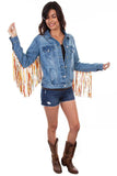 Scully DENIM JACKET W/COLORFUL FRINGE - Flyclothing LLC