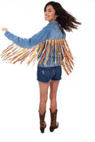 Scully DENIM JACKET W/COLORFUL FRINGE - Flyclothing LLC