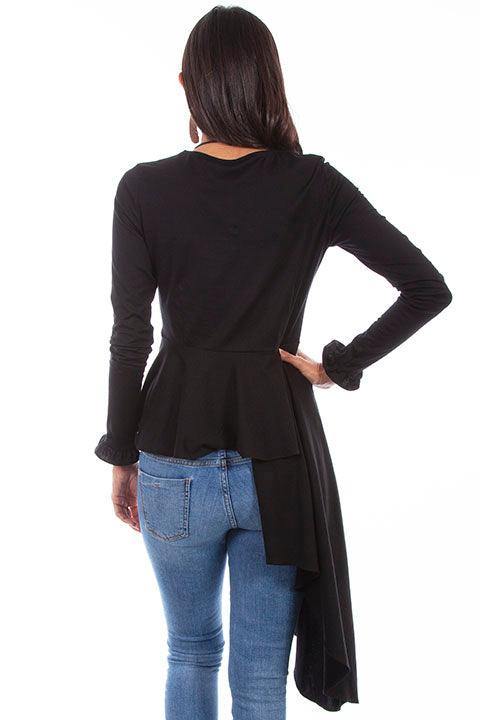 Scully BLACK TOP W/ASYMMETRICAL PEPLUM - Flyclothing LLC