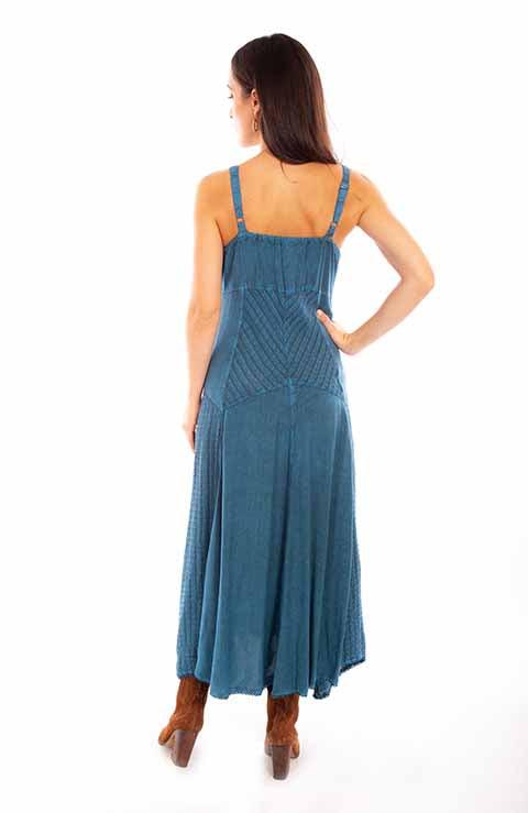 Scully Leather 100% Rayon Electric Blue Long Rayon Dress - Flyclothing LLC