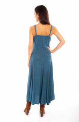 Scully Leather 100% Rayon Electric Blue Long Rayon Dress - Flyclothing LLC