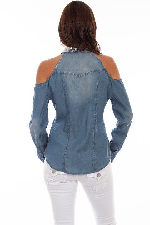 Scully DENIM OPEN SHOULDER TOP - Flyclothing LLC