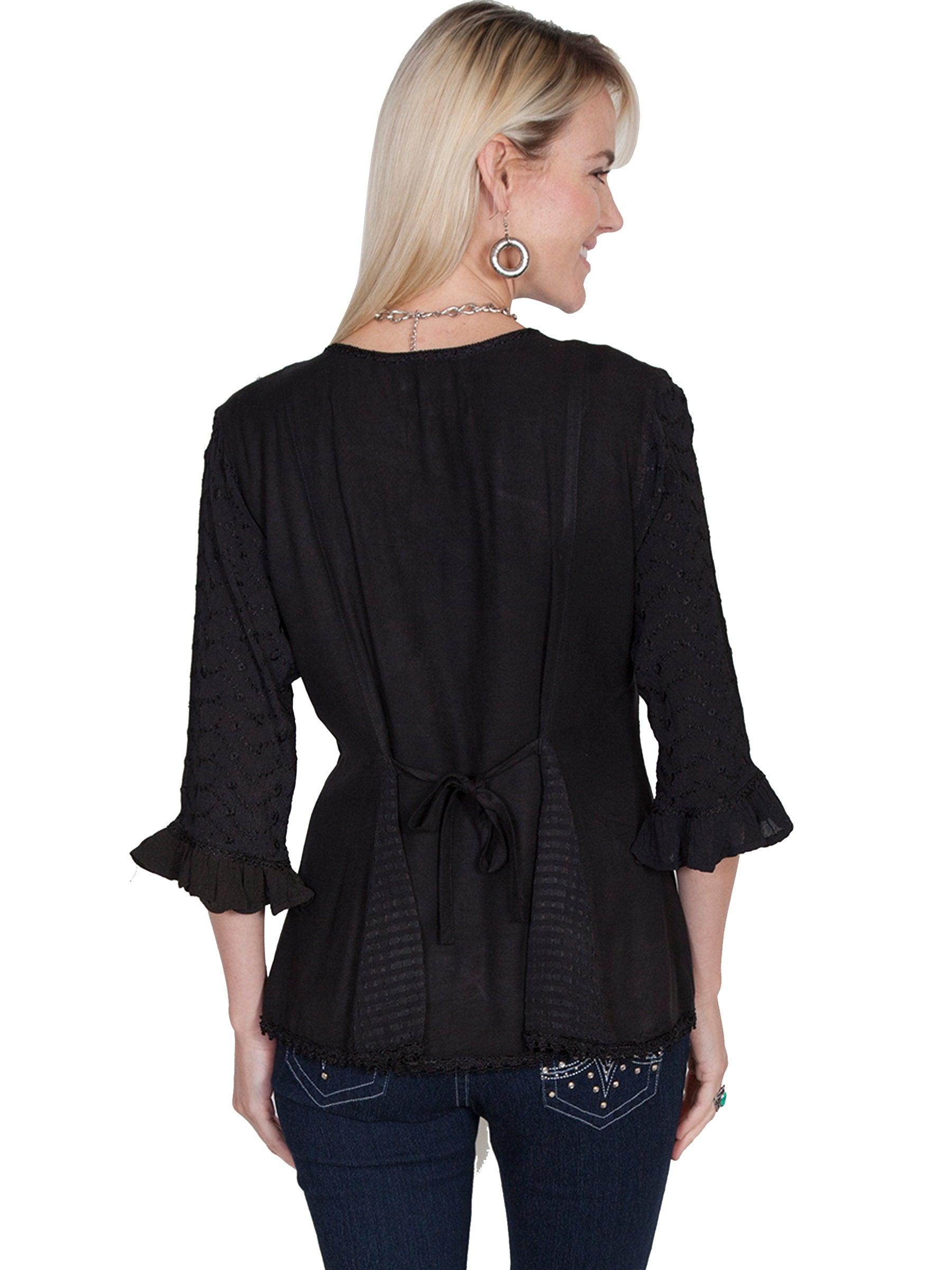 Scully BLACK RAYON 3/4 SLEEVE BLOUSE - Flyclothing LLC