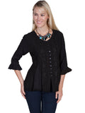 Scully BLACK RAYON 3/4 SLEEVE BLOUSE - Flyclothing LLC