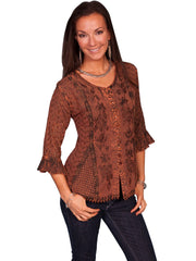 Scully COPPER RAYON 3/4 SLEEVE BLOUSE - Flyclothing LLC