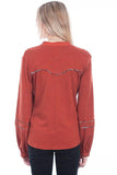 Scully RUST EMBROIDERED YOKE L/S BLOUSE - Flyclothing LLC