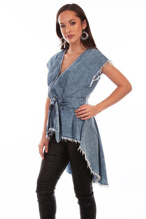 Scully DENIM TIE FRONT HI/LO TOP - Flyclothing LLC