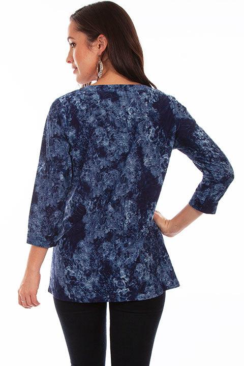 Scully NAVY CRISS CROSS TIE NECK HI/LO BLOUSE - Flyclothing LLC