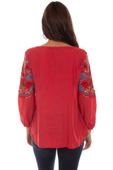 Scully BRICK EMB. PEASANT BLOUSE - Flyclothing LLC