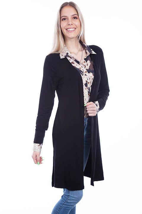 Scully BLACK SIDE SLIT CARDIGAN - Flyclothing LLC