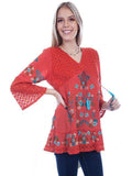 Scully SUNSET EMB BLOUSE W/CROCHET BODICE & SLEEVE - Flyclothing LLC