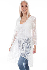 Scully Leather White Lace Overlay Duster W/Embroidered Bust - Flyclothing LLC