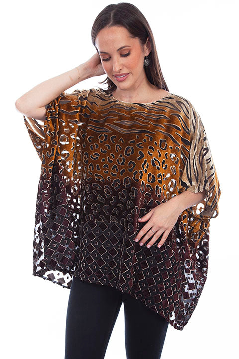 Scully Leather Honey Creek Brown Ombre Burnout Poncho